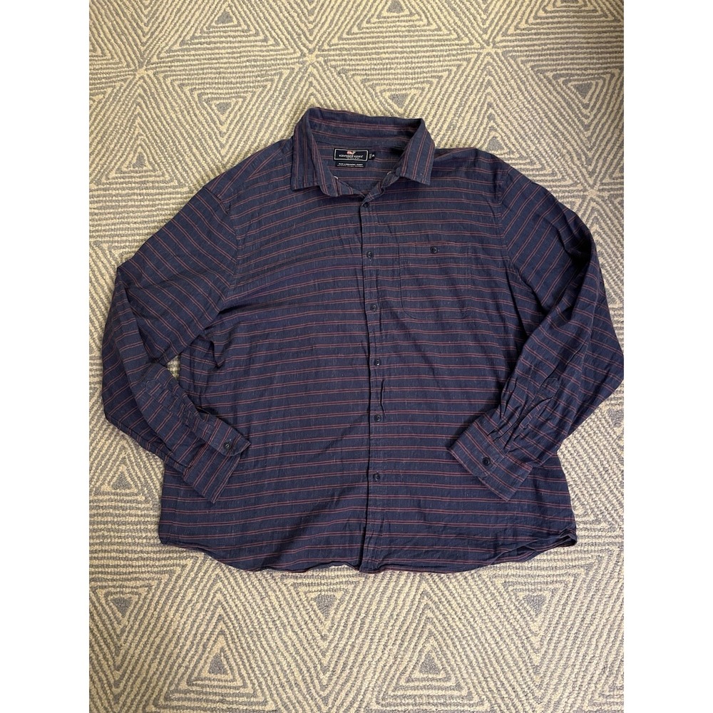 Vineyard Vines Slim Longshore Long Sleeve Button Shirt -‎ Blue/Red - XL